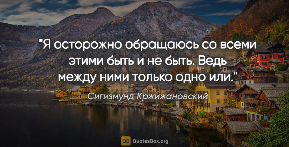 Сигизмунд Кржижановский цитата: "Я осторожно обращаюсь со всеми этими "быть" и "не быть". Ведь..."