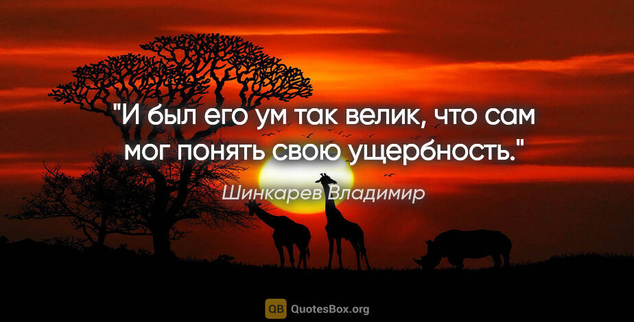 Шинкарев Владимир цитата: "И был его ум так велик, что сам мог понять свою ущербность."