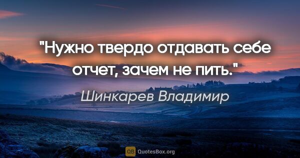 Шинкарев Владимир цитата: "Нужно твердо отдавать себе отчет, зачем не пить."