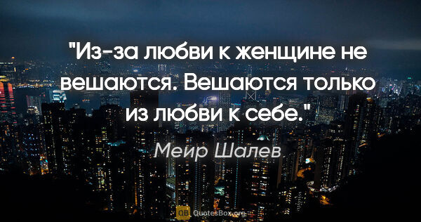 Меир Шалев цитата: "Из-за любви к женщине не вешаются. Вешаются только из любви к..."