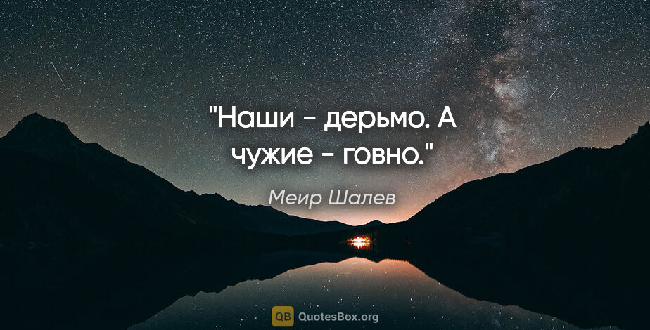 Меир Шалев цитата: "Наши - дерьмо. А чужие - говно."