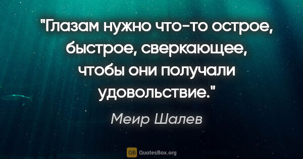 Меир Шалев цитата: "Глазам нужно что-то острое, быстрое, сверкающее, чтобы они..."