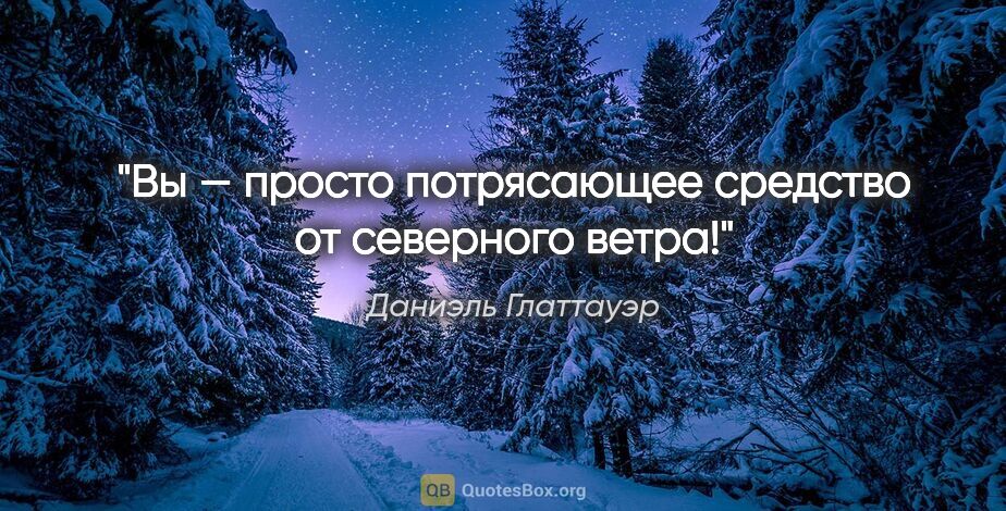 Даниэль Глаттауэр цитата: "Вы — просто потрясающее средство от северного ветра!"