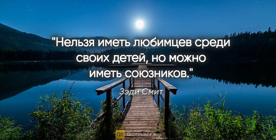 Зэди Смит цитата: "Нельзя иметь любимцев среди своих детей, но можно иметь..."