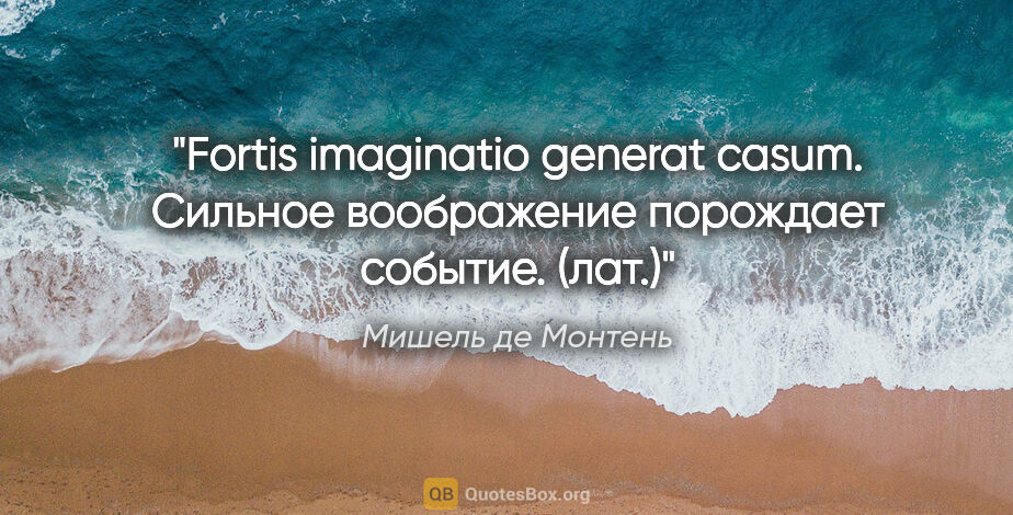 Мишель де Монтень цитата: "Fortis imaginatio generat casum.

Сильное воображение..."