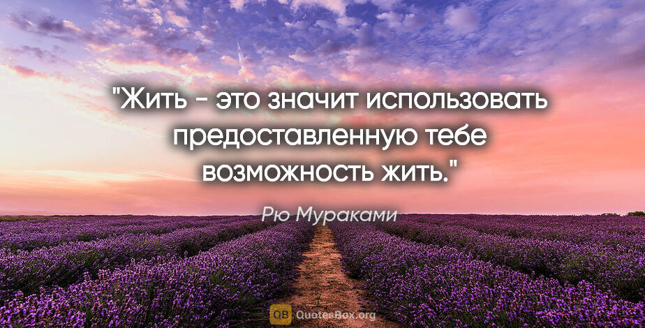 Рю Мураками цитата: "Жить - это значит использовать предоставленную тебе..."