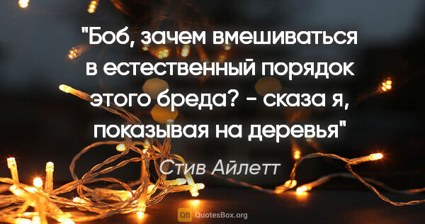 Стив Айлетт цитата: ""Боб, зачем вмешиваться в естественный порядок этого бреда? -..."