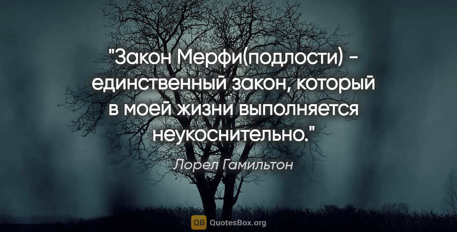 Лорел Гамильтон цитата: "Закон Мерфи(подлости) - единственный закон, который в моей..."