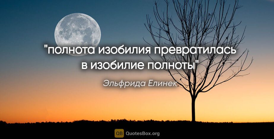 Эльфрида Елинек цитата: "полнота изобилия превратилась в изобилие полноты"