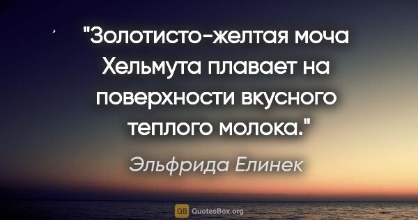 Эльфрида Елинек цитата: "«Золотисто-желтая моча Хельмута плавает на поверхности..."