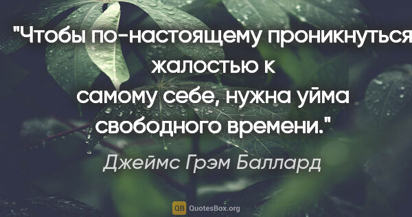 Джеймс Грэм Баллард цитата: "Чтобы по-настоящему проникнуться жалостью к самому себе, нужна..."