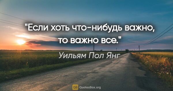 Уильям Пол Янг цитата: "«Если хоть что-нибудь важно, то важно все»."