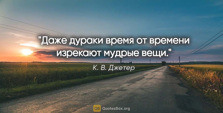 К. В. Джетер цитата: "Даже дураки время от времени изрекают мудрые вещи."