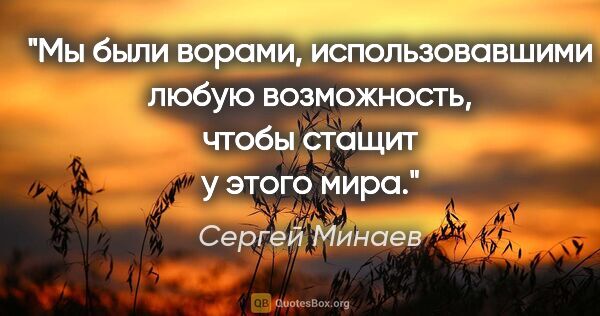 Сергей Минаев цитата: "Мы были ворами, использовавшими любую возможность, чтобы..."