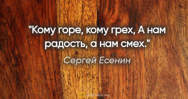 Сергей Есенин цитата: "Кому горе, кому грех,

А нам радость, а нам смех."