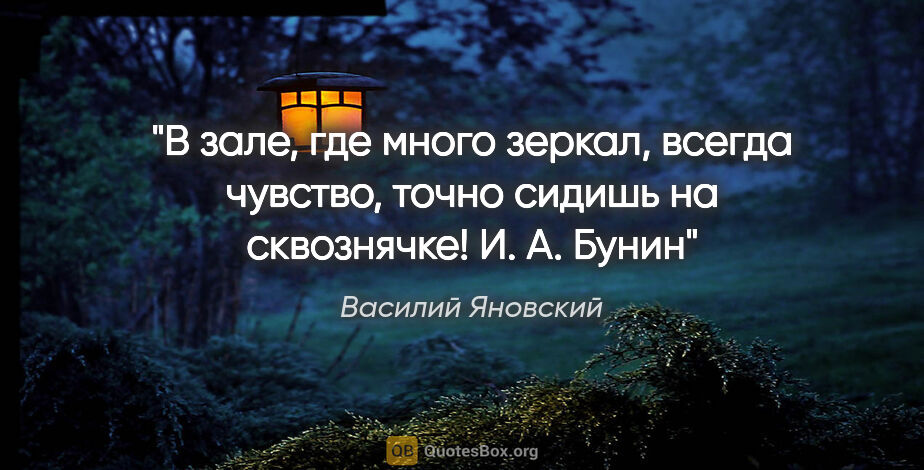 Василий Яновский цитата: "В зале, где много зеркал, всегда чувство, точно сидишь на..."