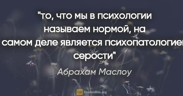 Абрахам Маслоу цитата: "то, что мы в психологии называем "нормой", на самом деле..."