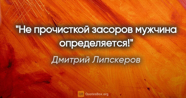 Дмитрий Липскеров цитата: "Не прочисткой засоров мужчина определяется!"