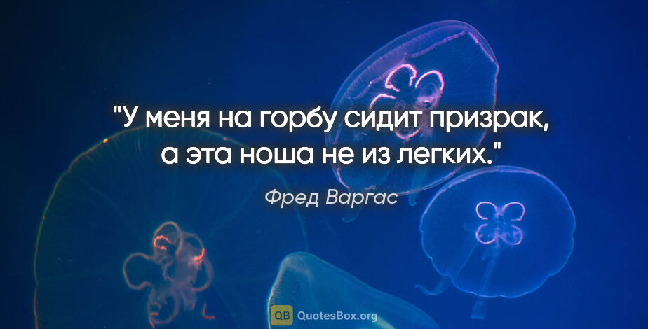 Фред Варгас цитата: "У меня на горбу сидит призрак, а эта ноша не из легких."