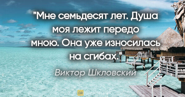 Виктор Шкловский цитата: "Мне семьдесят лет. Душа моя лежит передо мною. Она уже..."