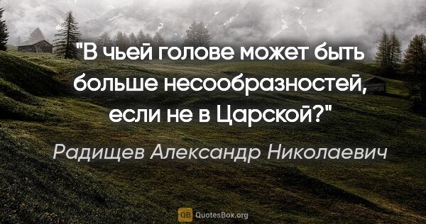 Радищев Александр Николаевич цитата: "В чьей голове может быть больше несообразностей, если не в..."