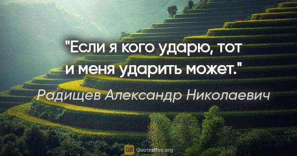 Радищев Александр Николаевич цитата: "Если я кого ударю, тот и меня ударить может."
