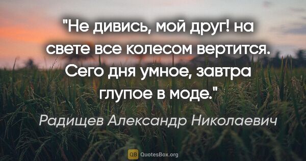 Радищев Александр Николаевич цитата: "Не дивись, мой друг! на свете все колесом вертится. Сего дня..."