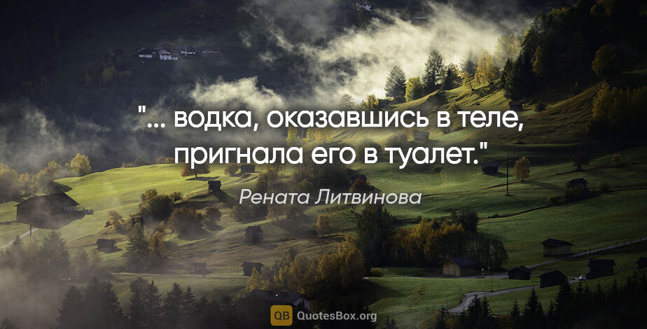 Рената Литвинова цитата: "... водка, оказавшись в теле, пригнала его в туалет."