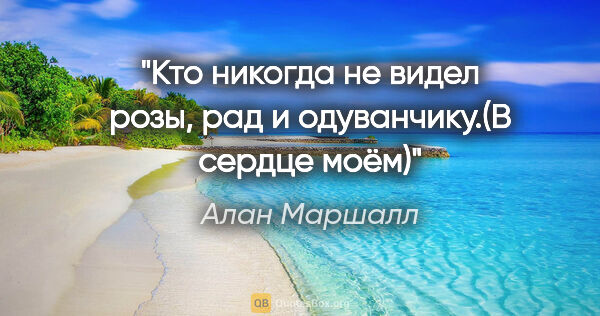 Алан Маршалл цитата: "Кто никогда не видел розы, рад и одуванчику.(«В сердце моём»)"