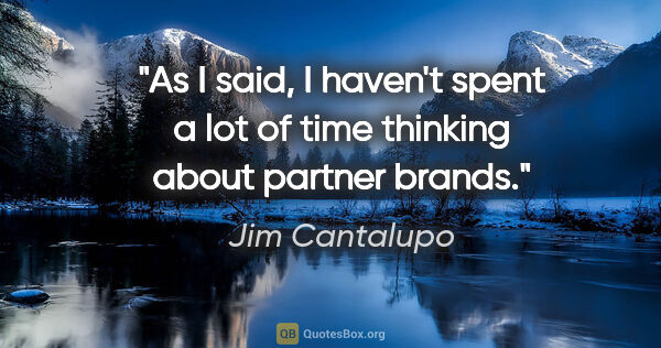Jim Cantalupo quote: "As I said, I haven't spent a lot of time thinking about..."
