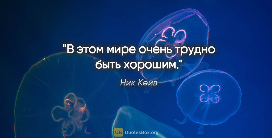 Ник Кейв цитата: "В этом мире очень трудно быть хорошим."