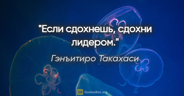 Гэнъитиро Такахаси цитата: "Если сдохнешь, сдохни лидером."