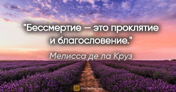 Мелисса де ла Круз цитата: "Бессмертие — это проклятие и благословение."