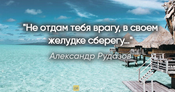 Александр Рудазов цитата: "Не отдам тебя врагу, в своем желудке сберегу…"