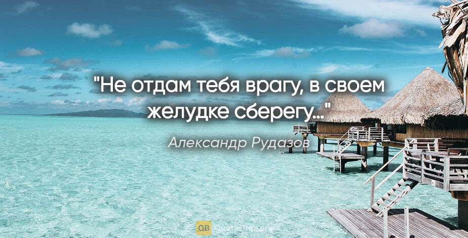 Александр Рудазов цитата: "Не отдам тебя врагу, в своем желудке сберегу…"