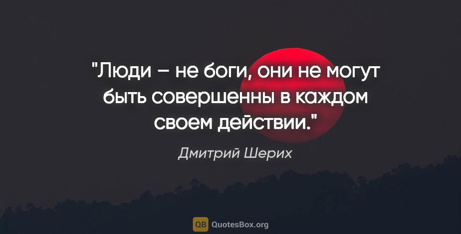 Дмитрий Шерих цитата: "Люди – не боги, они не могут быть совершенны в каждом своем..."
