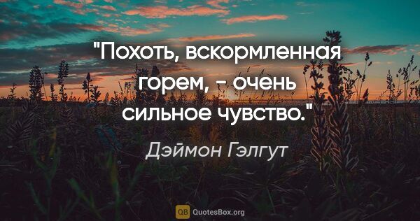 Дэймон Гэлгут цитата: "Похоть, вскормленная горем, - очень сильное чувство."