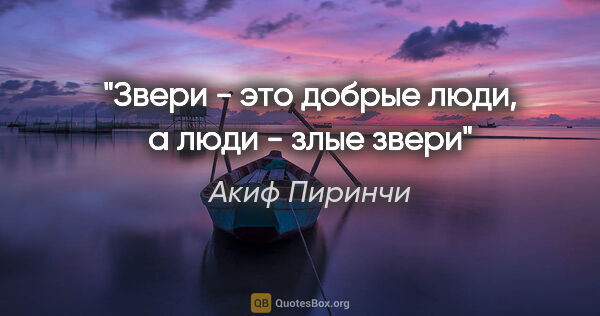 Акиф Пиринчи цитата: ""Звери - это добрые люди, а люди - злые звери""