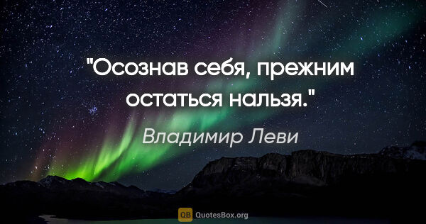 Владимир Леви цитата: "Осознав себя, прежним остаться нальзя."