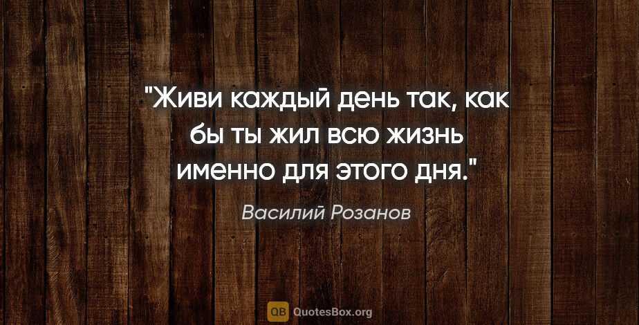 Василий Розанов цитата: "Живи каждый день так, как бы ты жил всю жизнь именно для этого..."