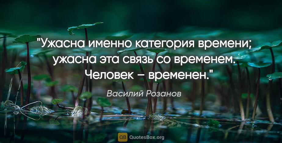 Василий Розанов цитата: "Ужасна именно категория времени; ужасна эта связь со..."