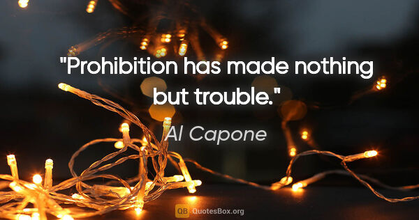 Al Capone quote: "Prohibition has made nothing but trouble."