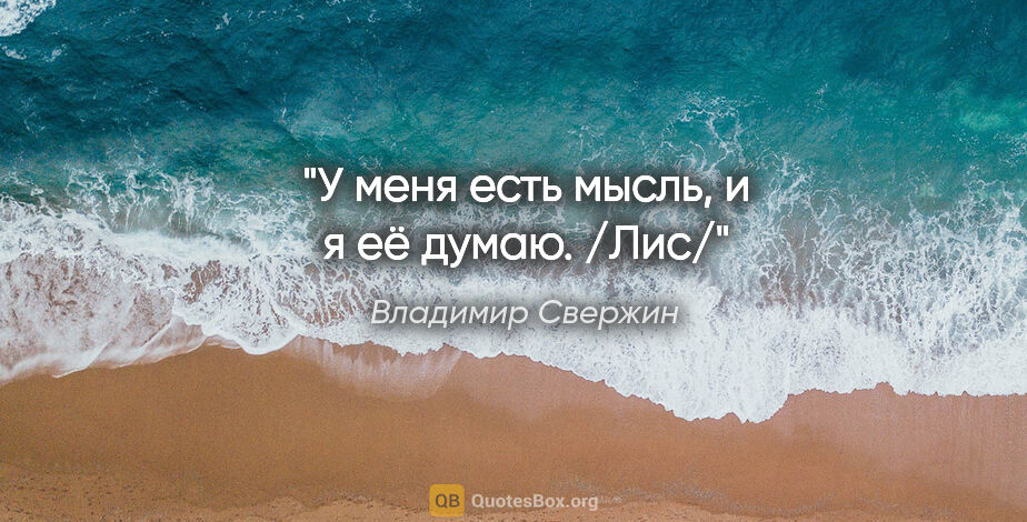 Владимир Свержин цитата: "У меня есть мысль, и я её думаю.

/Лис/"