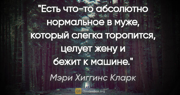 Мэри Хиггинс Кларк цитата: "Есть что-то абсолютно нормальное в муже, который слегка..."