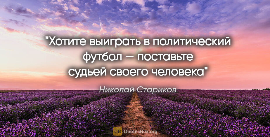 Николай Стариков цитата: "Хотите выиграть в политический футбол — поставьте..."