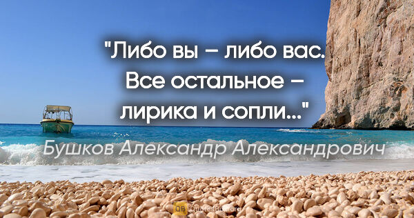 Бушков Александр Александрович цитата: "Либо вы – либо вас. Все остальное – лирика и сопли..."