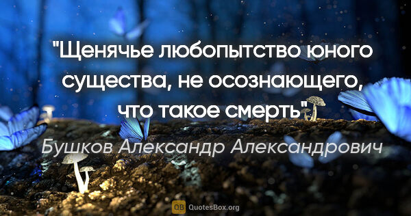 Бушков Александр Александрович цитата: "Щенячье любопытство юного существа, не осознающего, что такое..."