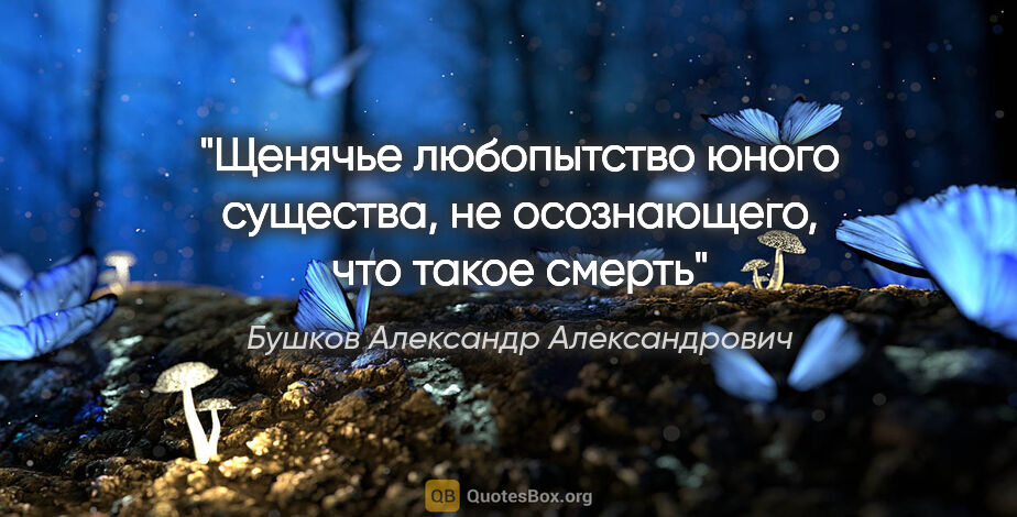 Бушков Александр Александрович цитата: "Щенячье любопытство юного существа, не осознающего, что такое..."