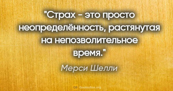 Мерси Шелли цитата: "Страх - это просто неопределённость, растянутая на..."