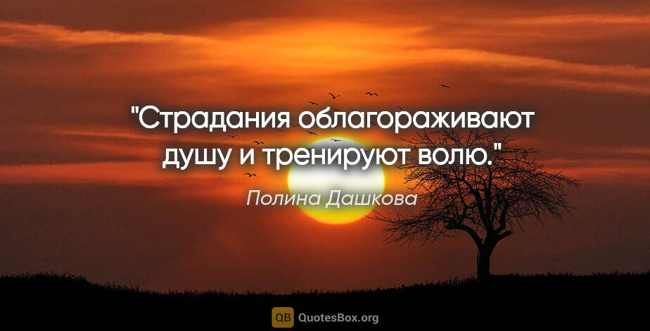 Полина Дашкова цитата: "Страдания облагораживают душу и тренируют волю."